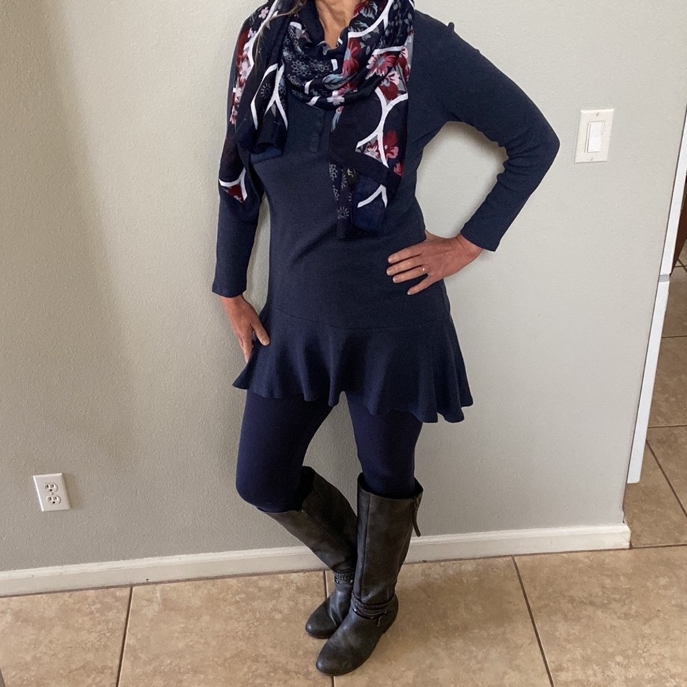 Max Jeans Knit Henley dress tunic peplum hem